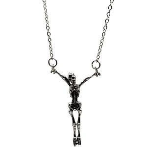 Gothic Hanging Skeleton Skull Necklace